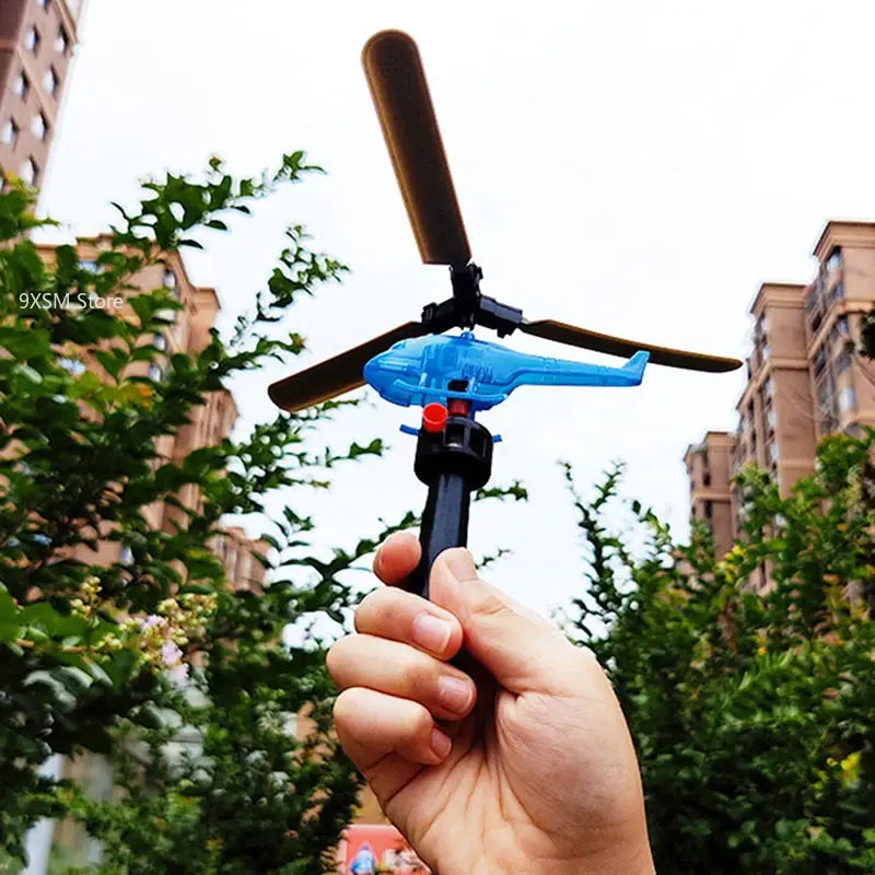 Aviation Model Copter Handle Pull Line Helicopter Plane Outdoor Toys for Kids